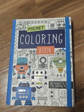 Pocket Coloring Book with Robot Cover - Blue Accents